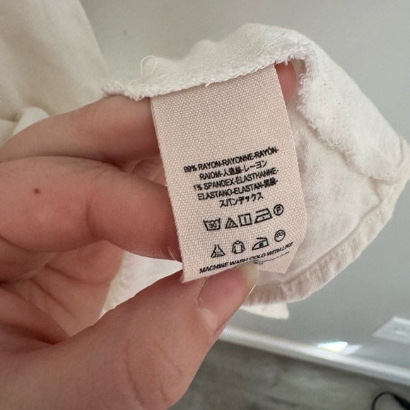 Free People Cream Tied Cold Shoulder Asymmetrical Mini Shirt Dress Women M Boho - Picture 6 of 9